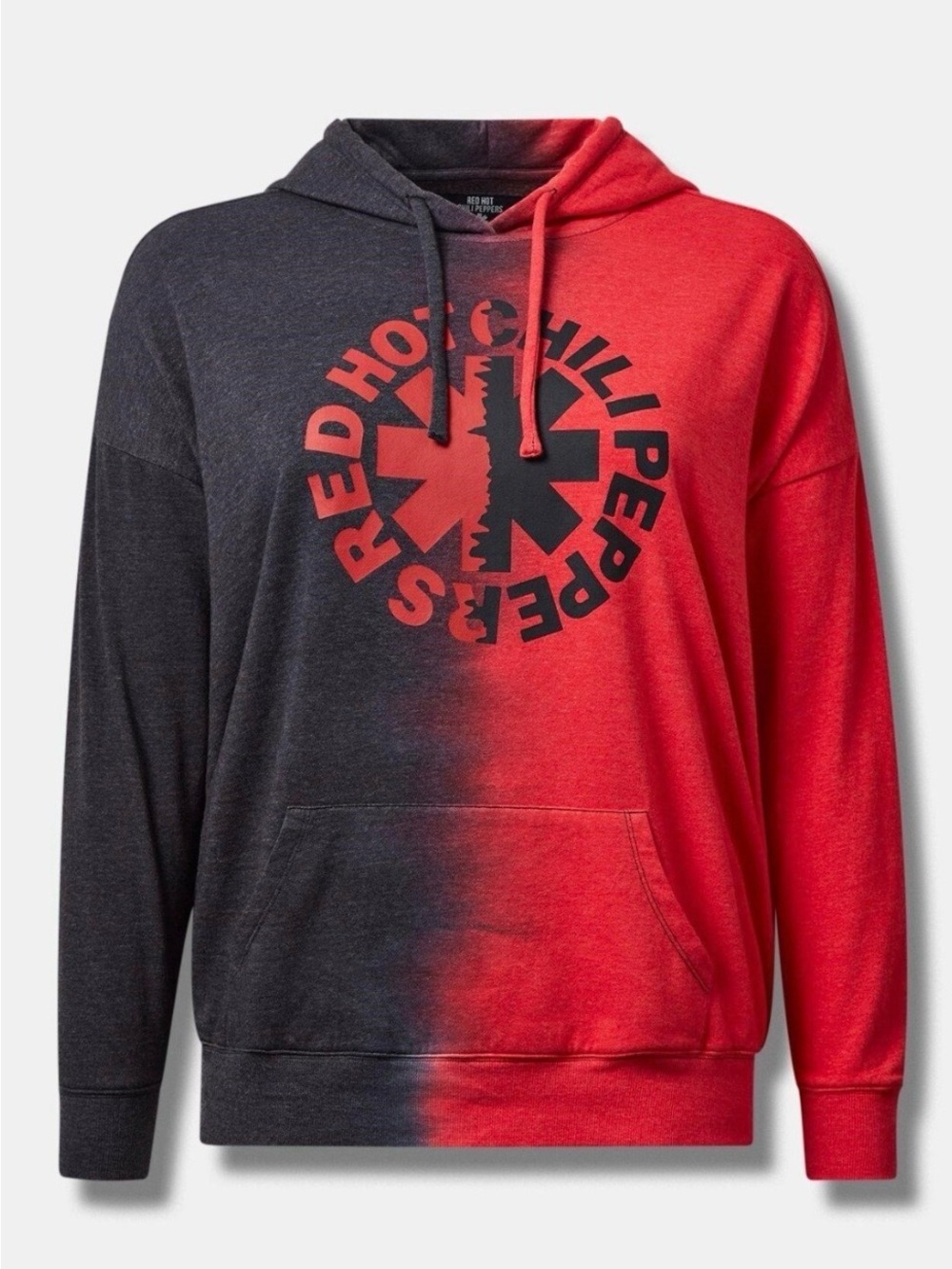 Red & Black Tie-Dye Pullover Hoodie with Band Red Hot Chili Peppers Logo Torrid